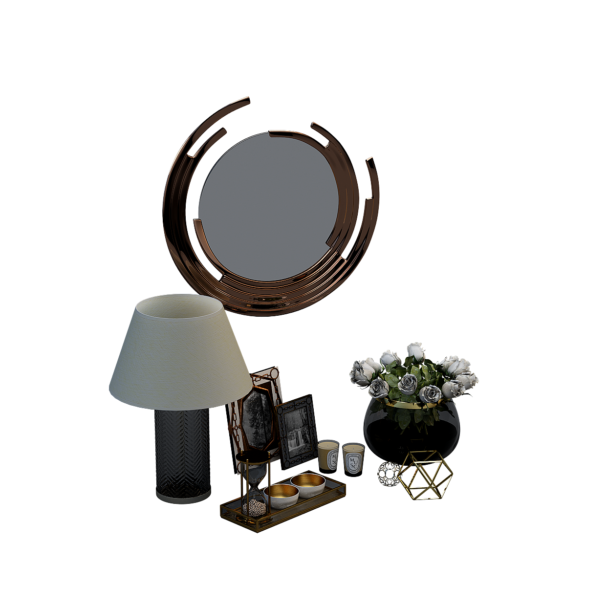 Elegant Gold Minimalist Decorative 3D Model – Low-Poly Art