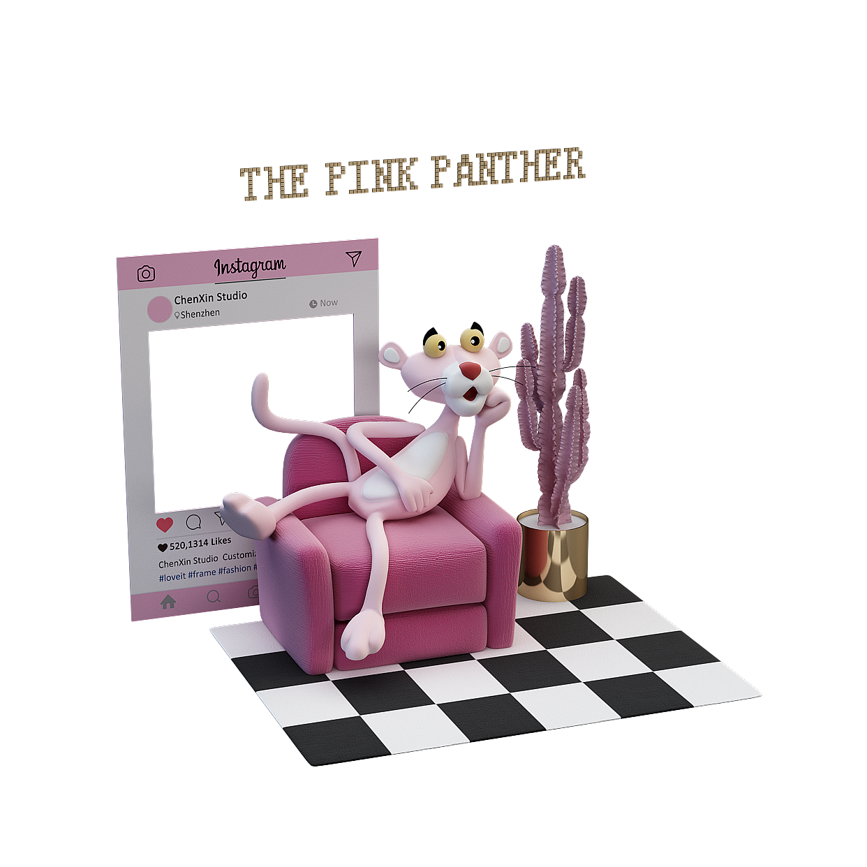 Asian Table Decor 3D Model – Gray and Purple Ceramic