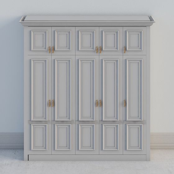 Elegant Low-Poly Wardrobe 3D model