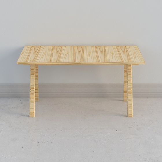 Wooden Office Desk 3D Model