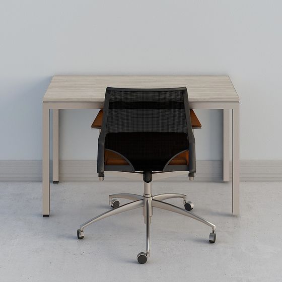 Minimalist Office Desk and Chair 3D model