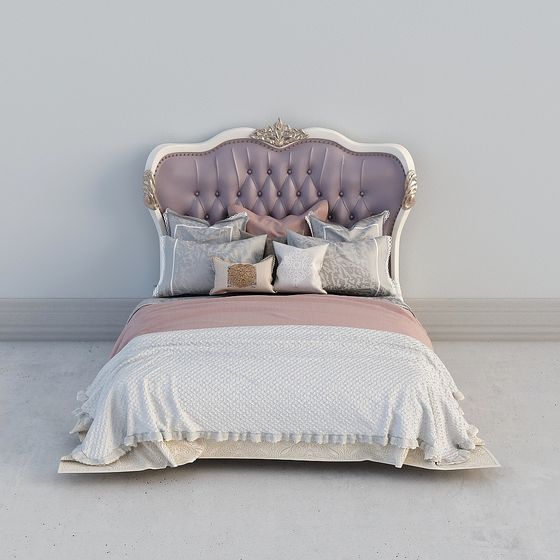 Elegant Low-Polygon Bed 3D Model