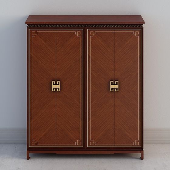 Elegant Chinese Wardrobe 3D model