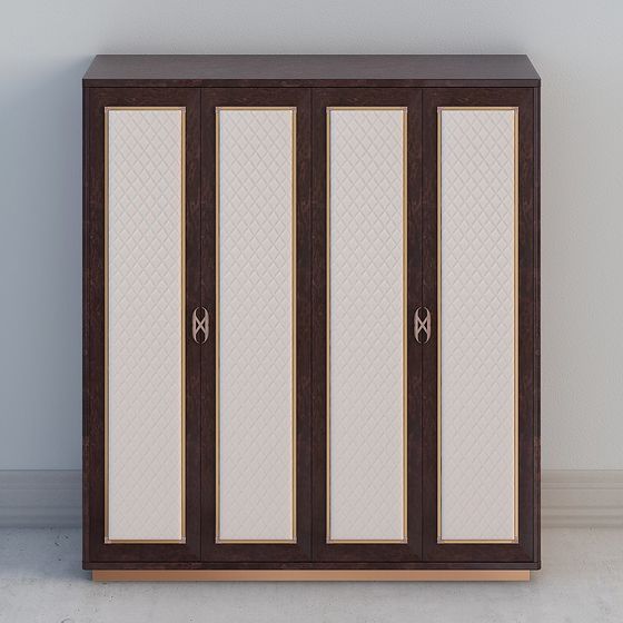 Stylish 4-Door Wardrobe 3D model for Modern Spaces