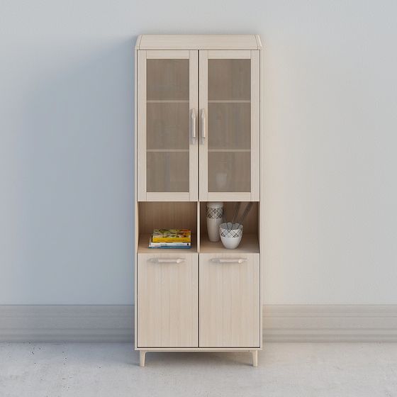 Stylish Glass Door Display Cabinet 3D model