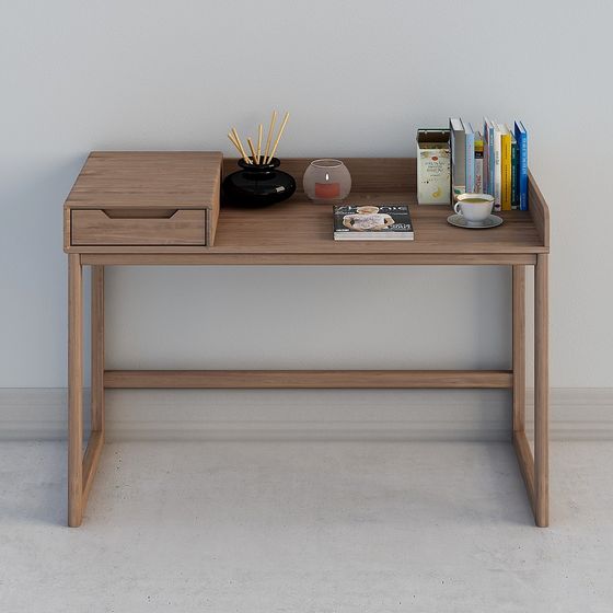 Wooden Desk 3D model in Modern Minimalist Style