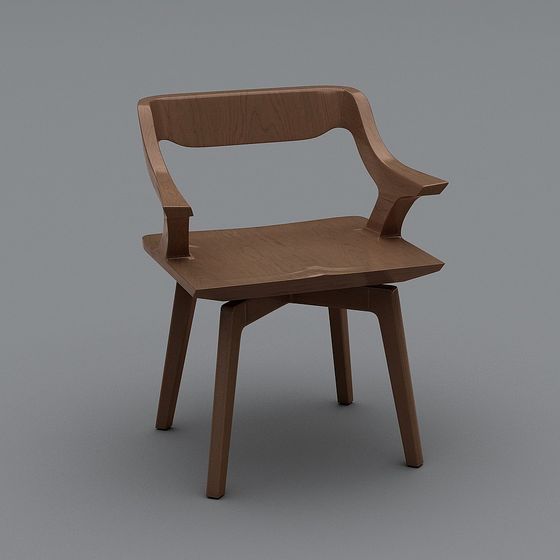 Elegant Wooden Armchair 3D Model for Creative Projects