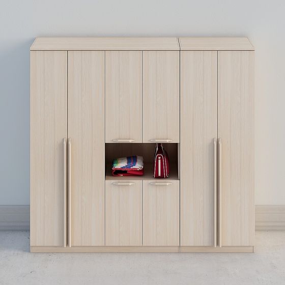 Stylish Wooden Wardrobe 3D model for Modern Interiors