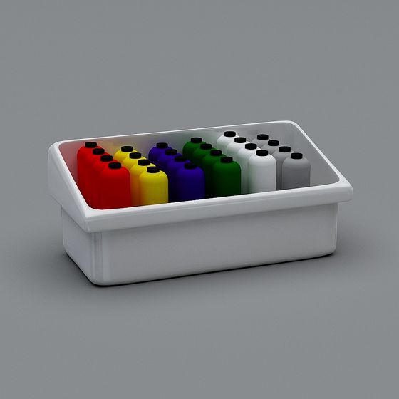 Colorful Paint Bottles Storage Box 3D model