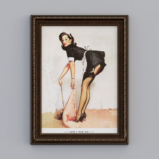 Vintage-Inspired 3D Model of Elegant Woman in Black Uniform