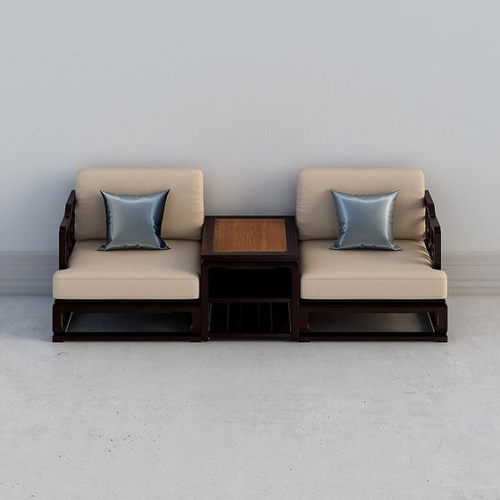 Dual Seat Sofa Set 3D model for Stylish Interiors