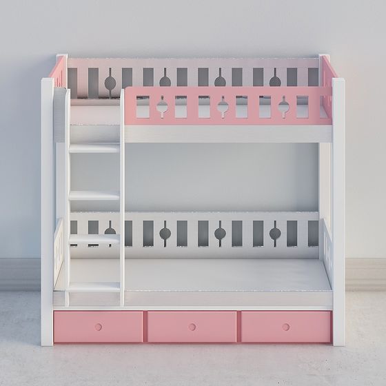 Arredamento per Bambini Kingdom C301 Letto a Castello Rosa (Scala Sospesa)