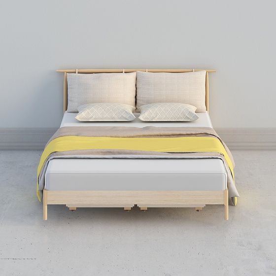 Modern Low-Polygon Bed Frame 3D model