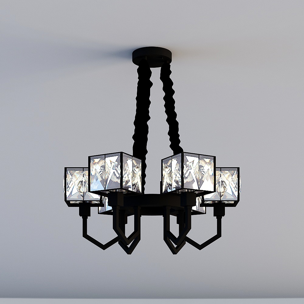 カラフル - スタイリッシュ ライト ラグジュアリー - クリスタル シャンデリア - WQB68071-650 サンド ブラックとクリア ライト