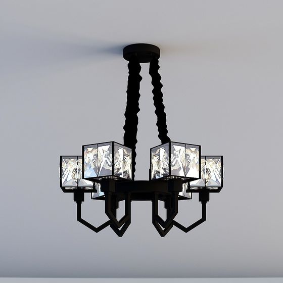 カラフル - スタイリッシュ ライト ラグジュアリー - クリスタル シャンデリア - WQB68071-650 サンド ブラックとクリア ライト