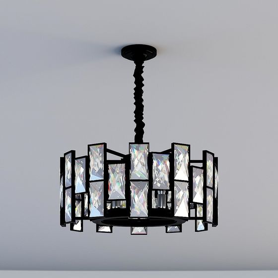 Stylish Geometric Chandelier 3D model for Interiors