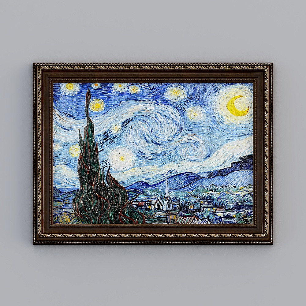 Kibbutz horizontal European-style frame Van Gogh Star 62.3x82.3cm famous painting amrgz-e-1