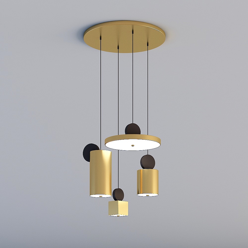 3D lights are all HL-Hong Kong wind after the modern light luxury restaurant bedroom study bar chandelier - light luxury iron chandelier ABCD combination round