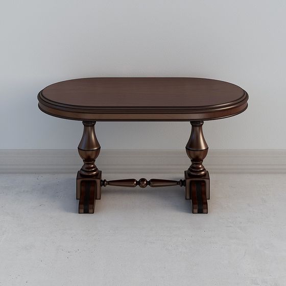Stylish Vintage Oval Coffee Table 3D model