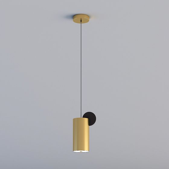 Sleek Golden and Black Pendant Light 3D model for Modern Spaces