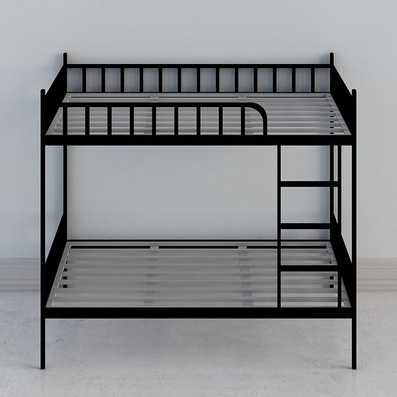 Letti a castello neri in ferro (scale appese)