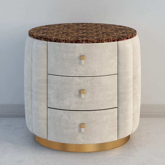 Elegant Round Nightstand 3D model for Contemporary Spaces