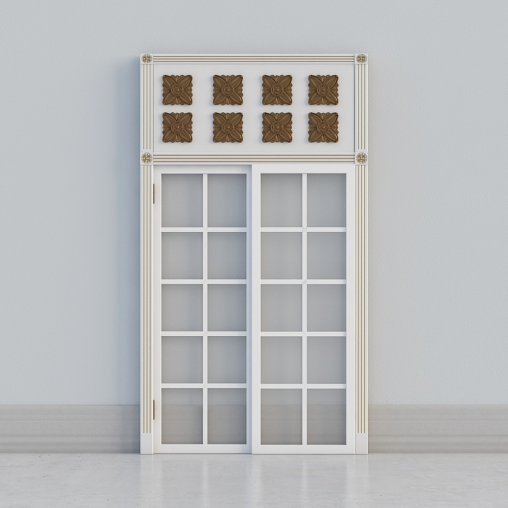 porte double haute blanche décorative avec fenêtre