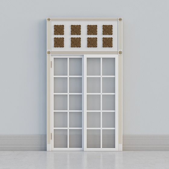 porte double haute blanche décorative avec fenêtre