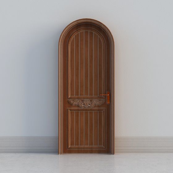Stylish Low-Poly Wooden Arch Door 3D model for Creative Projects