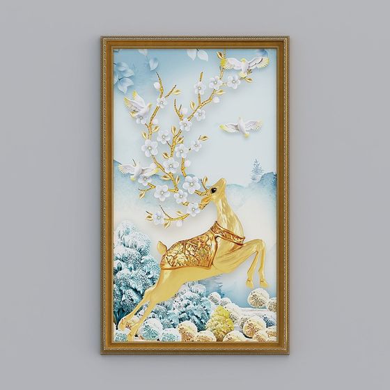 Winter Golden Deer 3D model