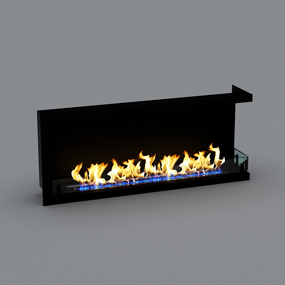 Modern Wall-Mounted Fireplace 3D model