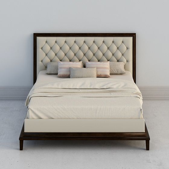 Elegant Low-Poly Bed 3D Model for Modern Interiors