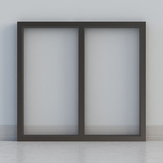 Minimalist Double Window Frame 3D Model – Low-Poly Frosted Glass