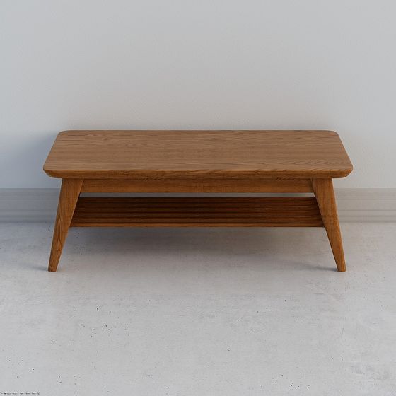 Wooden Low Table 3D model in Minimalist Design