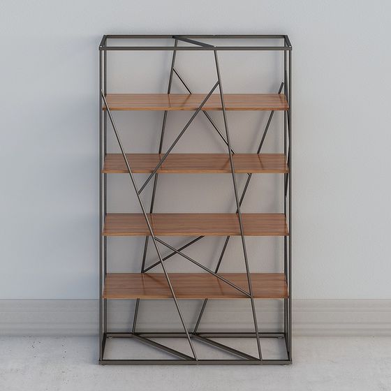 Geometric Metal Bookshelf 3D model for Modern Interiors