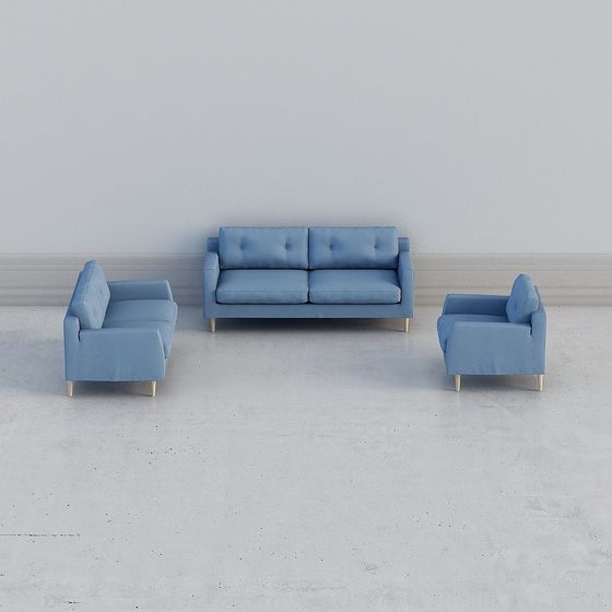 Elegant Low-Polygon 3D Sofa Set Model
