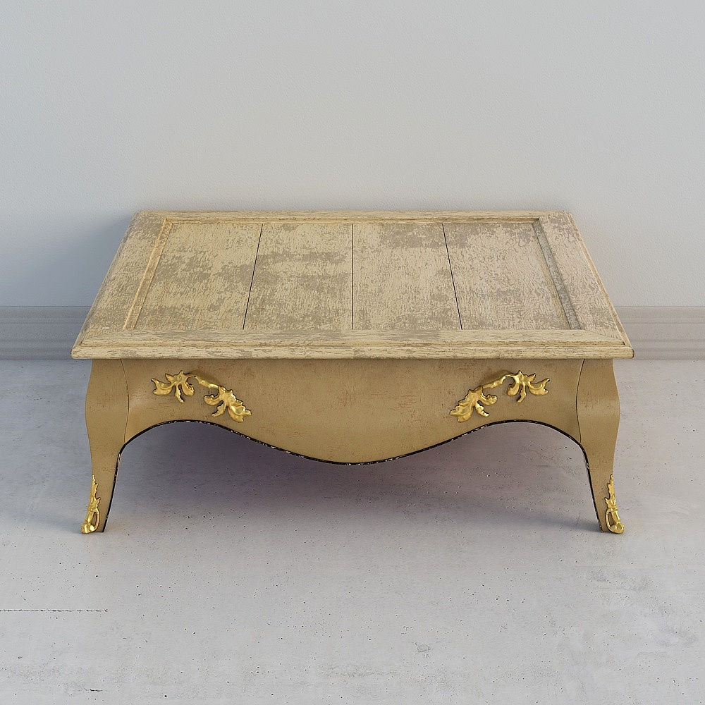 Elegant Vintage Gold Coffee Table 3D model