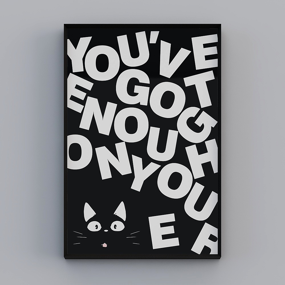 Kippoon modern living room single vertical brushed black-and-white letter 40x60cm black-and-white letter decoration painting vrgz-jc-2