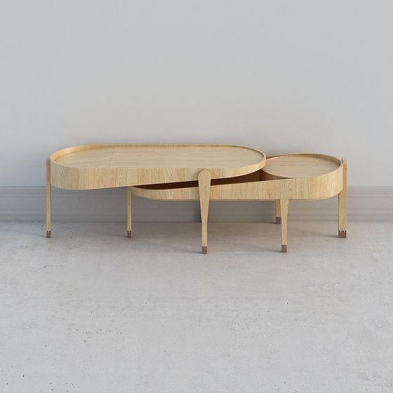 Streamlined Wooden Coffee Table 3D model