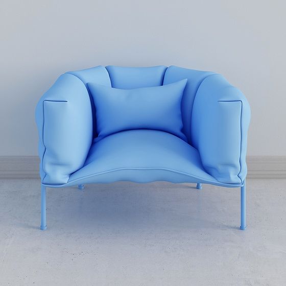 Low Poly Blue Chair 3D model