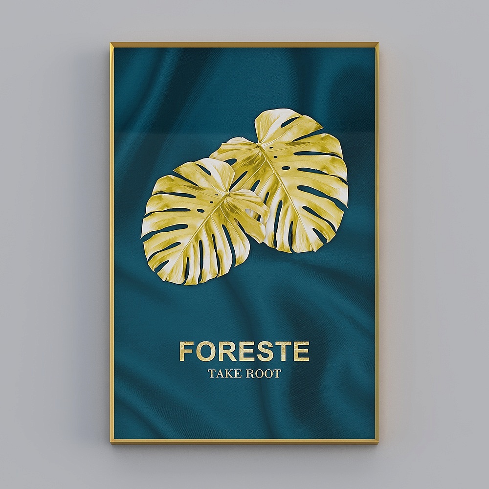 Quadro Decorativo Floreale Verticale Singolo in Oro Lucido 60x90cm Kippoon