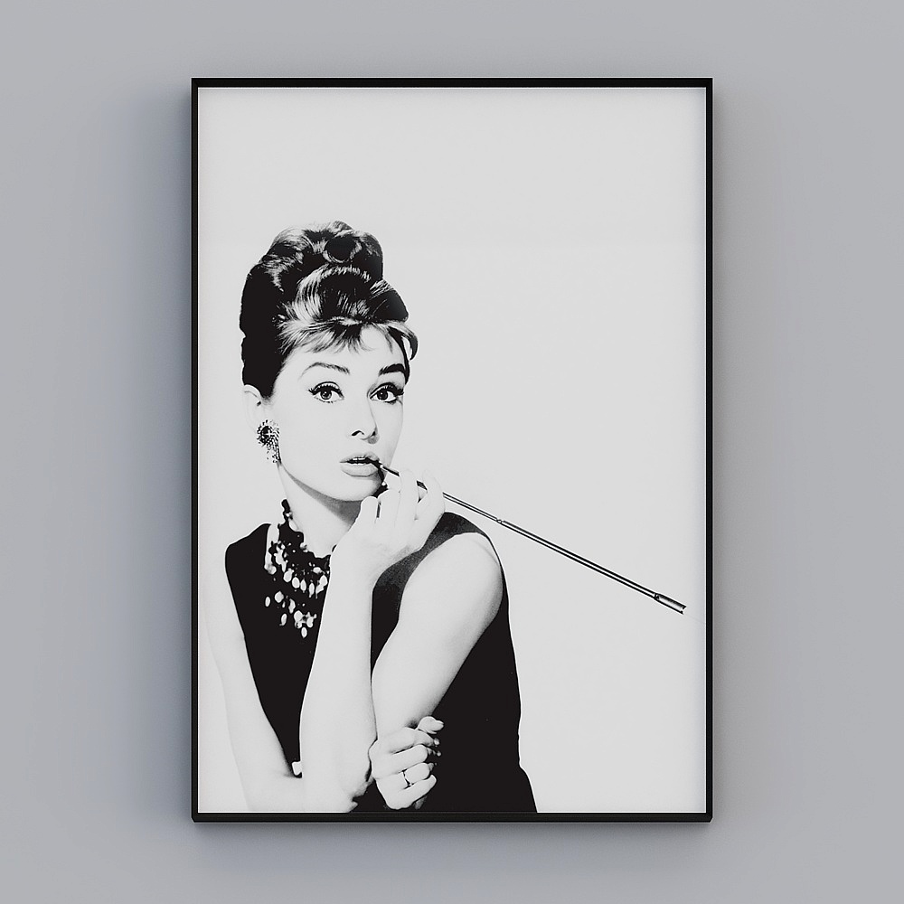 Starting with a modern hyun-off single vertical pull-up dumb black frame Audrey Hepburn 70x100cm Audrey Hepburn decorative painting mxyl-jc-1