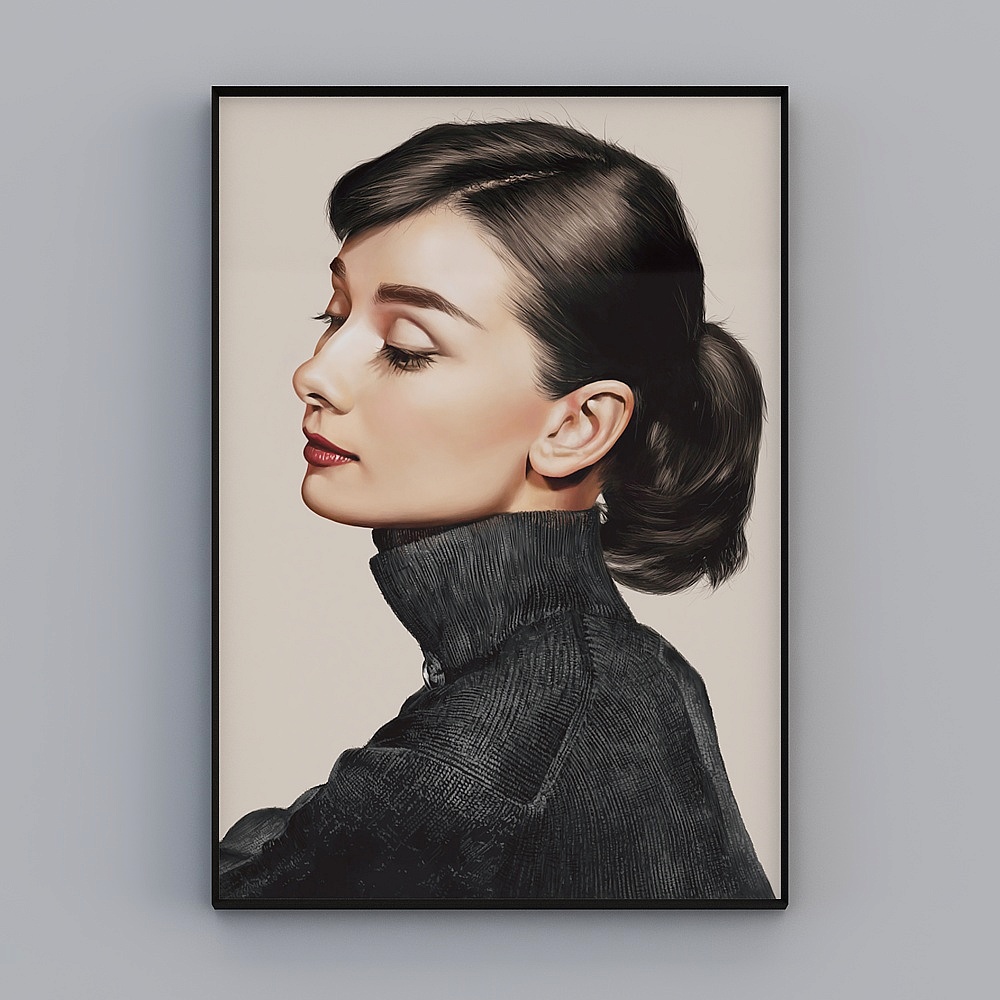 Inizia con un moderno telaio nero verticale da sollevamento a strappo singolo Audrey Hepburn 70x100cm dipinto decorativo Audrey Hepburn mxyl-jc-1