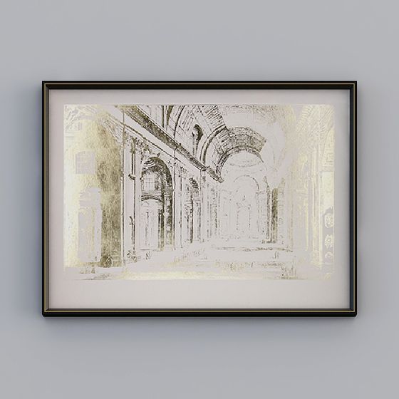 Golden Hall 3D model for Creative Projects