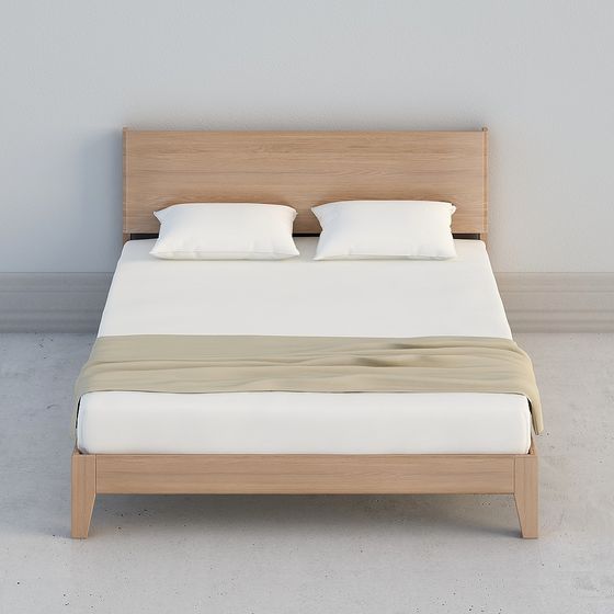 Minimalist Wooden Bed Frame 3D model