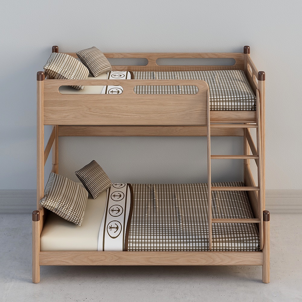 Litera de madera con escalera