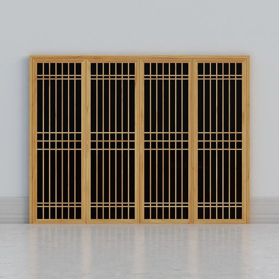 Elegant Low-Polygon Wooden Screen 3D model
