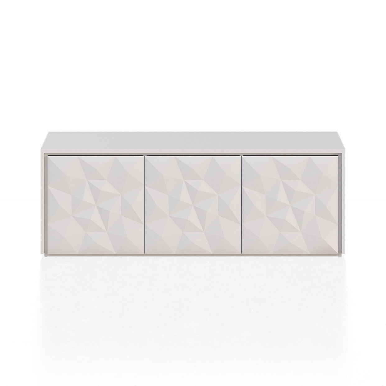 Geometric Light Shadow TV Cabinet – Minimalist White Design