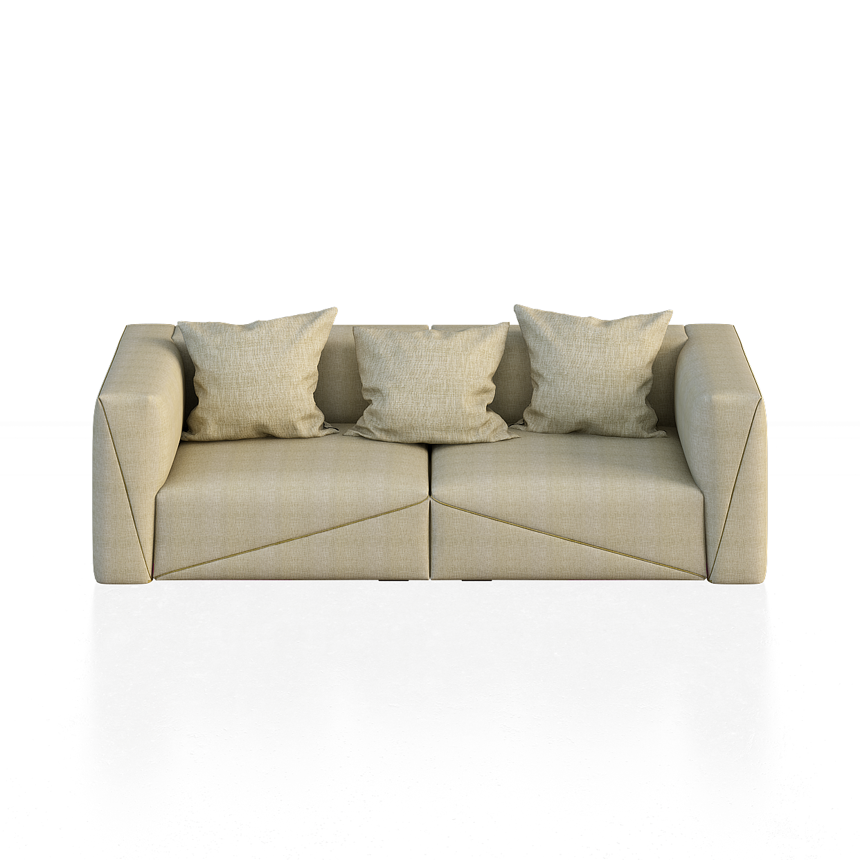 Urban Comfort Sofa 3D Model – Soft Beige Upholstery