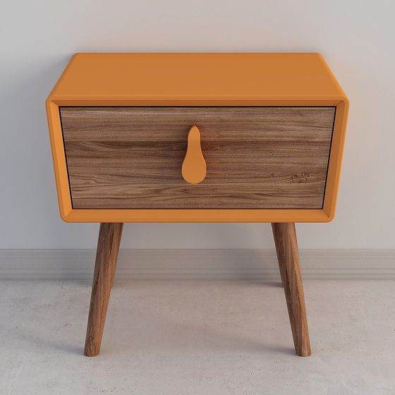 Mid-Century Modern 3D Bedside Table Model
